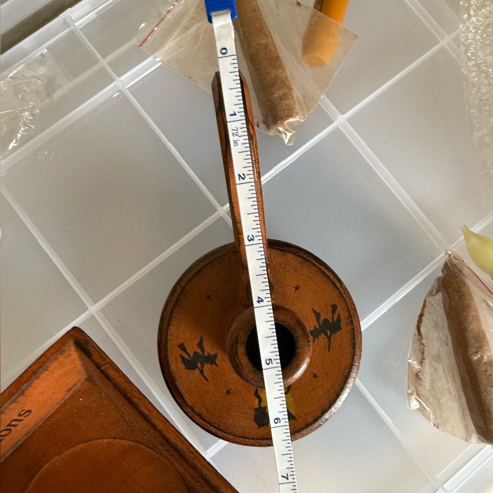 Salem Mass. Mystic Realm solid Wood Candle Holder Witches~ Coven ~ Wicca